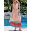 imageCUPSHE Summer Dress for Women V Neck Sleeveless Floral Cutout Smocked Ruffled Maxi Formal Beach DressPink Floral