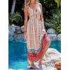 imageCUPSHE Summer Dress for Women V Neck Sleeveless Floral Cutout Smocked Ruffled Maxi Formal Beach DressPink Floral