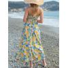 imageCUPSHE Summer Dress for Women V Neck Sleeveless Floral Cutout Smocked Ruffled Maxi Formal Beach DressYellow Printed