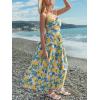 imageCUPSHE Summer Dress for Women V Neck Sleeveless Floral Cutout Smocked Ruffled Maxi Formal Beach DressYellow Printed
