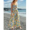 imageCUPSHE Summer Dress for Women V Neck Sleeveless Floral Cutout Smocked Ruffled Maxi Formal Beach DressYellow Printed
