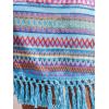 imageCUPSHE Women Fringe Trim Summer Dress Scoop Neck Sleeveless Multicolor Stripe Casual Sundress Beach Holiday Mini DressBlue Striped