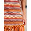 imageCUPSHE Women Fringe Trim Summer Dress Scoop Neck Sleeveless Multicolor Stripe Casual Sundress Beach Holiday Mini DressOrange Striped