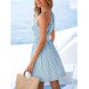 imageCUPSHE Women Geo Halter Summer Dress Sleeveless Smocked Waist A Line Casual Beach Sundress Vacation Holiday Mini DressBlue