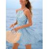 imageCUPSHE Women Geo Halter Summer Dress Sleeveless Smocked Waist A Line Casual Beach Sundress Vacation Holiday Mini DressBlue