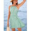 imageCUPSHE Women Geo Halter Summer Dress Sleeveless Smocked Waist A Line Casual Beach Sundress Vacation Holiday Mini DressGreen