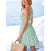 imageCUPSHE Women Geo Halter Summer Dress Sleeveless Smocked Waist A Line Casual Beach Sundress Vacation Holiday Mini DressGreen