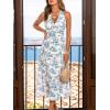 imageCUPSHE Women Halter Floral Summer Dresses Plunge V Backless Sleeveless Casual Vacation Dress Beach Holiday Midi SundressWhite Blue Floral