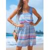 imageCUPSHE Women Knit Colorblock Stripe Summer Dress Crew Neck Waist Tie Multicolor Casual Sundress Beach Holiday Mini DressMulticolor Blue