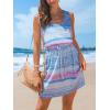 imageCUPSHE Women Knit Colorblock Stripe Summer Dress Crew Neck Waist Tie Multicolor Casual Sundress Beach Holiday Mini DressMulticolor Blue