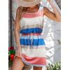 imageCUPSHE Women Knit Colorblock Stripe Summer Dress Crew Neck Waist Tie Multicolor Casual Sundress Beach Holiday Mini DressMulticolor Pink Blue