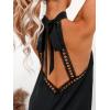 imageCUPSHE Women Lace Trim Summer Dress Halter High Neck with Tie Backless A Line Lining Casual Sundress Holiday Mini DressBlack