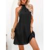 imageCUPSHE Women Lace Trim Summer Dress Halter High Neck with Tie Backless A Line Lining Casual Sundress Holiday Mini DressBlack