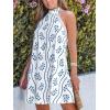 imageCUPSHE Women Lace Trim Summer Dress Halter High Neck with Tie Backless A Line Lining Casual Sundress Holiday Mini DressBlue Floral