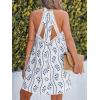 imageCUPSHE Women Lace Trim Summer Dress Halter High Neck with Tie Backless A Line Lining Casual Sundress Holiday Mini DressBlue Floral