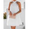imageCUPSHE Women Lace Trim Summer Dress Halter High Neck with Tie Backless A Line Lining Casual Sundress Holiday Mini DressWhite