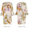 imageCUPSHE Women Mini Summer Dress Cover Up Oversize Floral Shirt 34 Sleeve Cuff Tie Button Down Beach Dresses Cover Up TopFloral