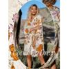 imageCUPSHE Women Mini Summer Dress Cover Up Oversize Floral Shirt 34 Sleeve Cuff Tie Button Down Beach Dresses Cover Up TopFloral