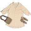 imageCUPSHE Women Shirt Mini Summer Dress Cover Ups 34 Sleeve Cuff Tie Button Down Holiday Sundress Beach Cover Up DressBeige
