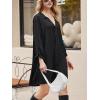 imageCUPSHE Women Shirt Mini Summer Dress Cover Ups 34 Sleeve Cuff Tie Button Down Holiday Sundress Beach Cover Up DressBlack