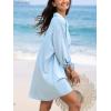 imageCUPSHE Women Shirt Mini Summer Dress Cover Ups 34 Sleeve Cuff Tie Button Down Holiday Sundress Beach Cover Up DressLight Blue