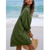 imageCUPSHE Women Shirt Mini Summer Dress Cover Ups 34 Sleeve Cuff Tie Button Down Holiday Sundress Beach Cover Up DressOlive Green
