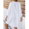 imageCUPSHE Women Shirt Mini Summer Dress Cover Ups 34 Sleeve Cuff Tie Button Down Holiday Sundress Beach Cover Up DressWhite