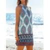 imageCUPSHE Women Summer Dresses Casual Sleeveless Beach Halter Floral Vacation Mini Cover Ups DressesBlue Paisley