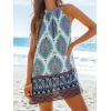 imageCUPSHE Women Summer Dresses Casual Sleeveless Beach Halter Floral Vacation Mini Cover Ups DressesBlue Paisley