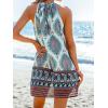 imageCUPSHE Women Summer Dresses Casual Sleeveless Beach Halter Floral Vacation Mini Cover Ups DressesBlue Paisley