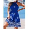 imageCUPSHE Women Summer Dresses Casual Sleeveless Beach Halter Floral Vacation Mini Cover Ups DressesNavy Blue