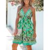 imageCUPSHE Womens Backless Halter Beach Dress Boho Ruffle Plunge V Neck Mini Sundress Summer DressesFloral Green