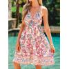 imageCUPSHE Womens Backless Halter Beach Dress Boho Ruffle Plunge V Neck Mini Sundress Summer DressesFloral Pink