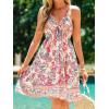 imageCUPSHE Womens Backless Halter Beach Dress Boho Ruffle Plunge V Neck Mini Sundress Summer DressesFloral Pink