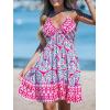 imageCUPSHE Womens Backless Halter Beach Dress Boho Ruffle Plunge V Neck Mini Sundress Summer DressesPink Boho