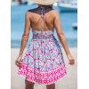 imageCUPSHE Womens Backless Halter Beach Dress Boho Ruffle Plunge V Neck Mini Sundress Summer DressesPink Boho