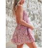 imageCUPSHE Womens Backless Halter Beach Dress Boho Ruffle Plunge V Neck Mini Sundress Summer DressesPink Floral