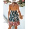 imageCUPSHE Womens Backless Halter Beach Dress Boho Ruffle Plunge V Neck Mini Sundress Summer DressesPink Paisley