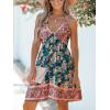 imageCUPSHE Womens Backless Halter Beach Dress Boho Ruffle Plunge V Neck Mini Sundress Summer DressesPink Paisley