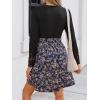imageCUPSHE Womens Floral Ruffled Mini Dress V Neck Long Sleeve Waist Tie Lace Trim Casual DressesBlack Floral
