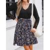 imageCUPSHE Womens Floral Ruffled Mini Dress V Neck Long Sleeve Waist Tie Lace Trim Casual DressesBlack Floral