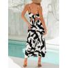 imageCUPSHE Womens Long Dresses Summer Sleeveless Beach Casual Side Slit Spaghetti Straps Vacation Graduation Midi DressBlack Printed