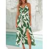 imageCUPSHE Womens Long Dresses Summer Sleeveless Beach Casual Side Slit Spaghetti Straps Vacation Graduation Midi DressGreen Printed