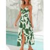 imageCUPSHE Womens Long Dresses Summer Sleeveless Beach Casual Side Slit Spaghetti Straps Vacation Graduation Midi DressGreen Printed