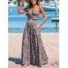 imageCUPSHE Womens Long Dresses Summer Sleeveless Beach Casual Side Slit Spaghetti Straps Vacation Graduation Midi DressGrey Floral
