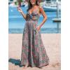 imageCUPSHE Womens Long Dresses Summer Sleeveless Beach Casual Side Slit Spaghetti Straps Vacation Graduation Midi DressGrey Floral