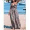 imageCUPSHE Womens Long Dresses Summer Sleeveless Beach Casual Side Slit Spaghetti Straps Vacation Graduation Midi DressGrey Floral