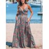 imageCUPSHE Womens Long Dresses Summer Sleeveless Beach Casual Side Slit Spaghetti Straps Vacation Graduation Midi DressGrey Floral