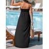 imageCUPSHE Womens Maxi Dresses Sleeveless Lace Casual Smocked Strapless Slit Long Summer Formal Sun DressBlack