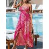 imageCUPSHE Womens Maxi Dresses Sleeveless Lace Casual Smocked Strapless Slit Long Summer Formal Sun DressHot Pink